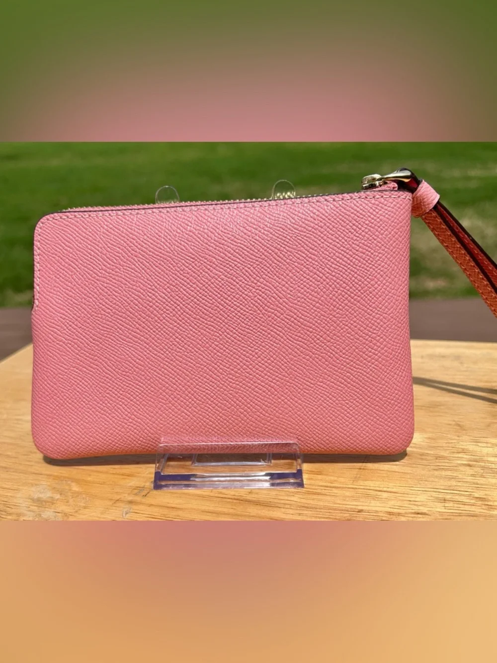 Coach Bubblegum Pink Leather Wristlet Corner Zip NWT - Picture 4 of 16